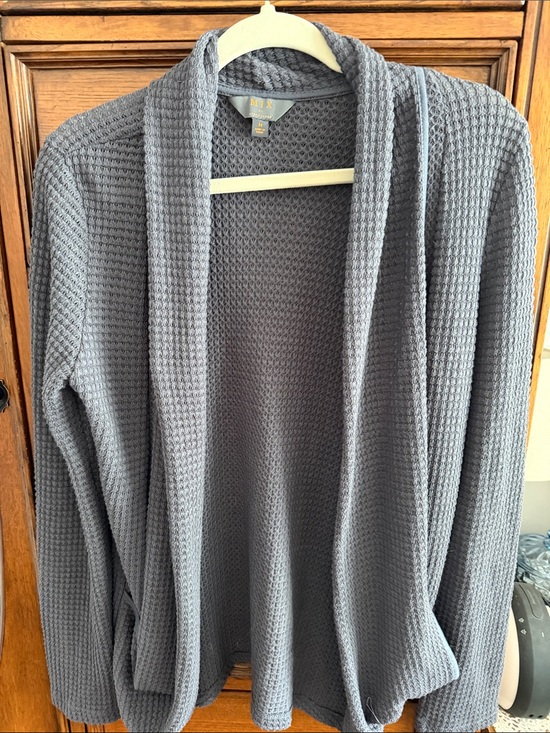 Mi Sweaters - Mi Gray Waffle Knit Open-Front Cardigan